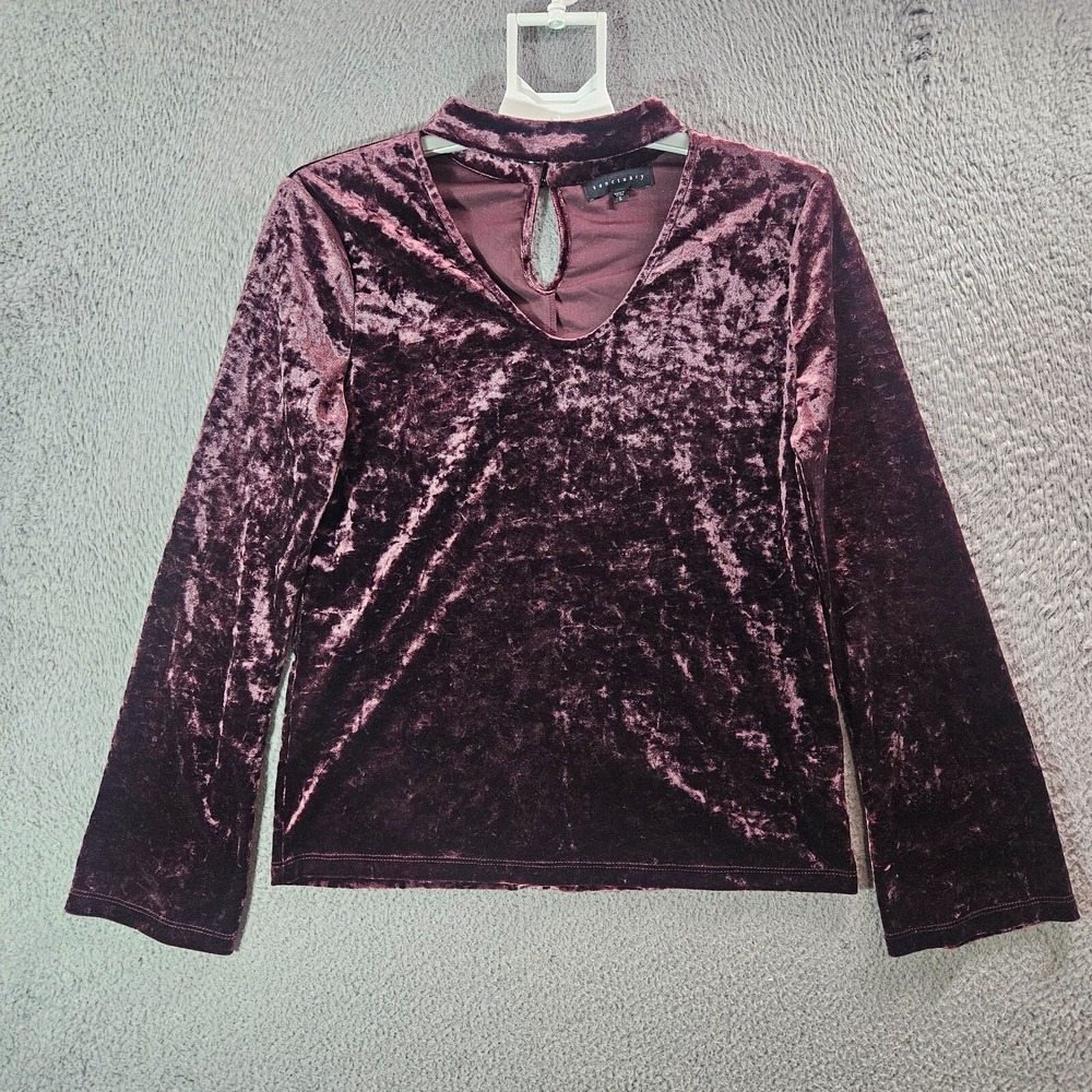 Sanctuary‎ Velvet Cutout Top Women Large Stretch Dark Purple
